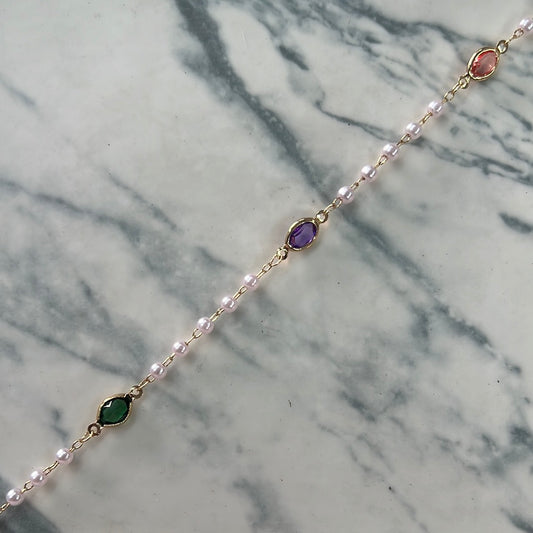 Cadena Chapa perlas colores