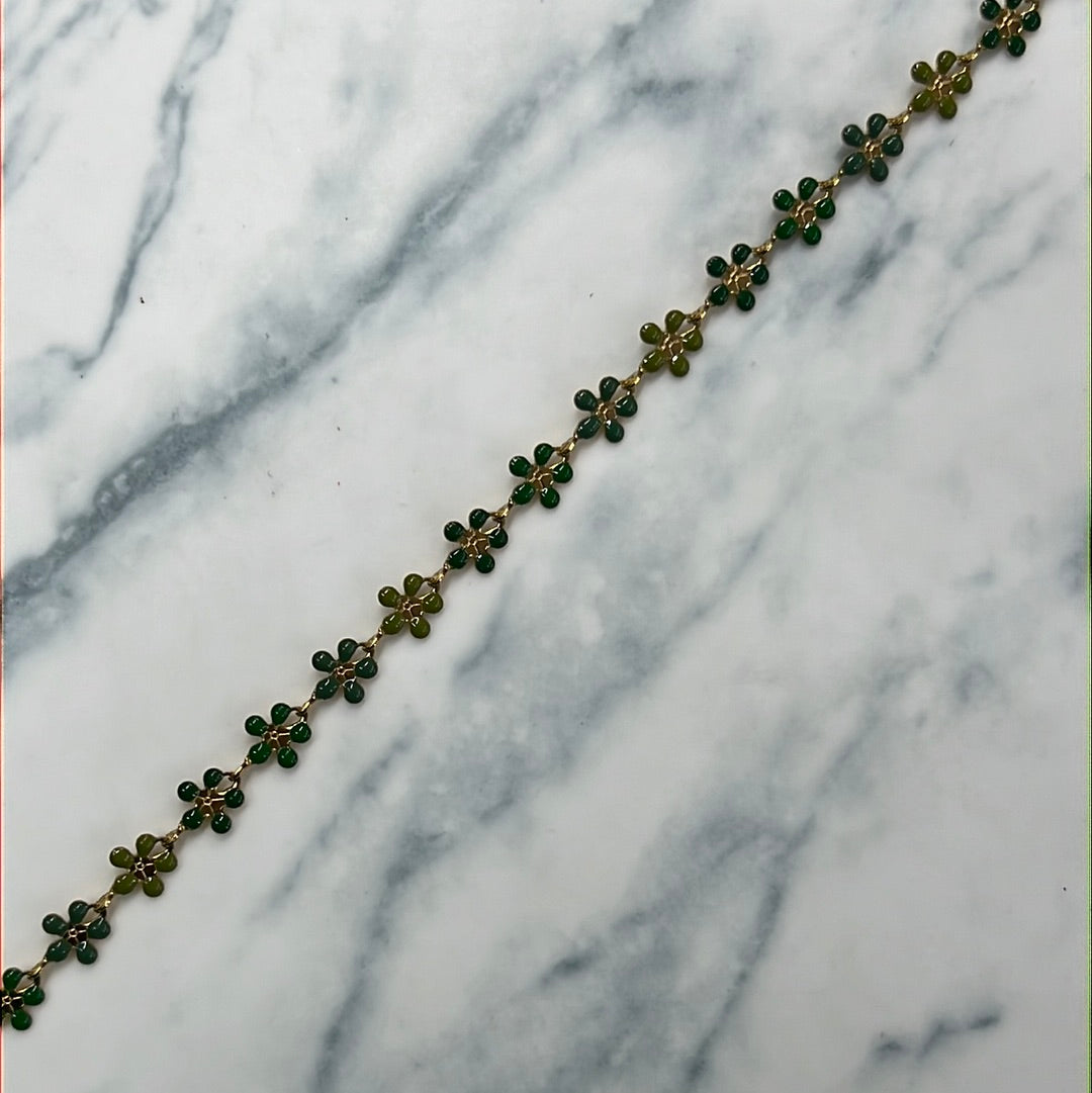 Cadena Acero flor verde