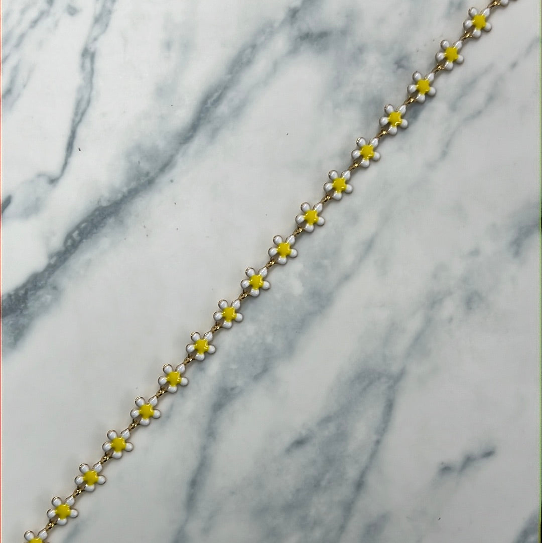 Cadena Acero flor blanca